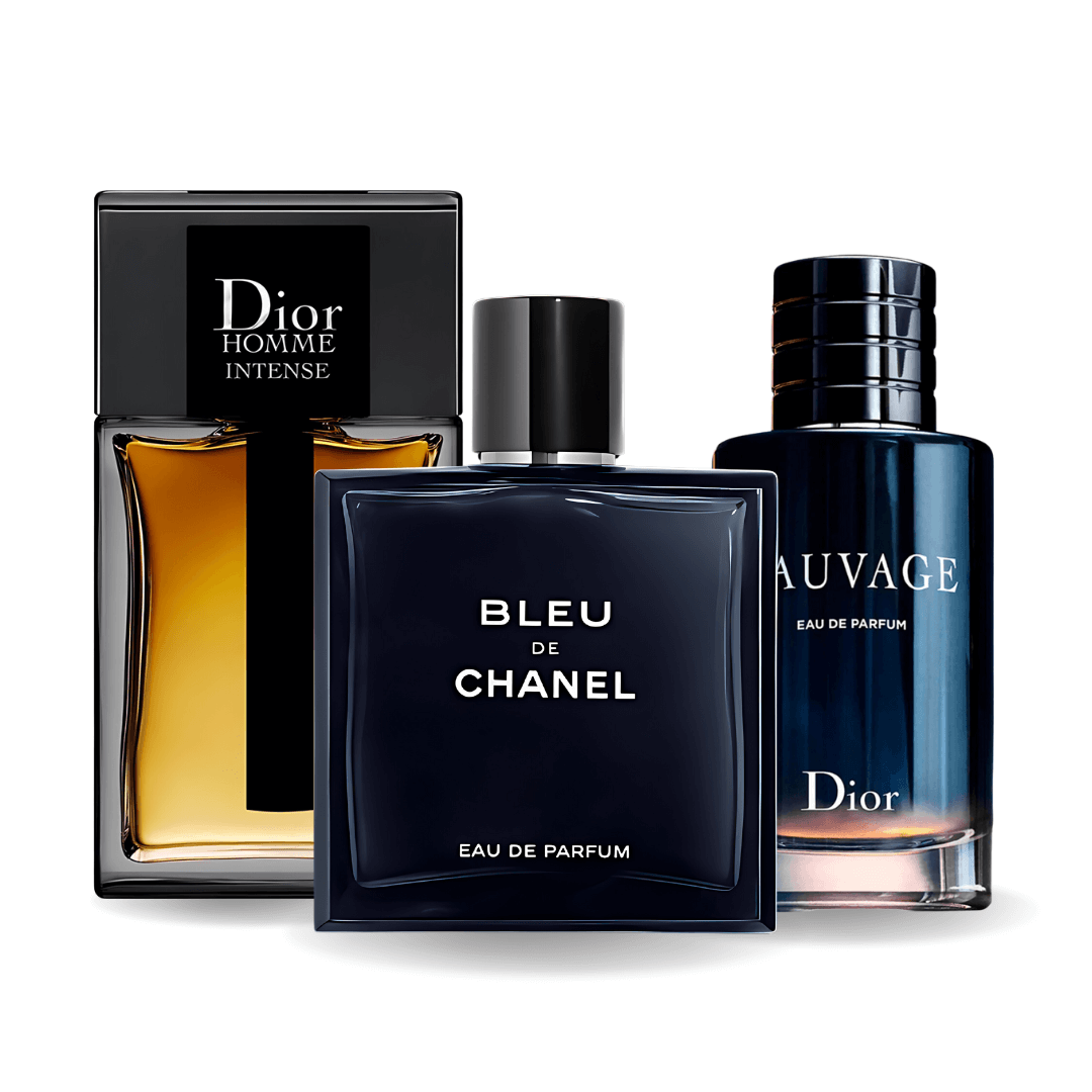 CONJUNTO: SAUVAGE DIOR, BLEU DE CHANEL, DIOR HOMME INTENSE