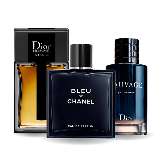 CONJUNTO: SAUVAGE DIOR, BLEU DE CHANEL, DIOR HOMME INTENSE