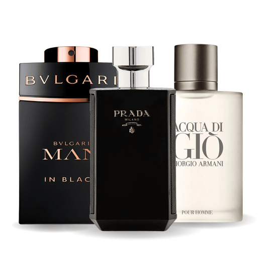 <tc>CONJUNTO: Bvlgari Man In Black, Giorgio Armani Acqua di Giò y Prada L’Homme Intense</tc>