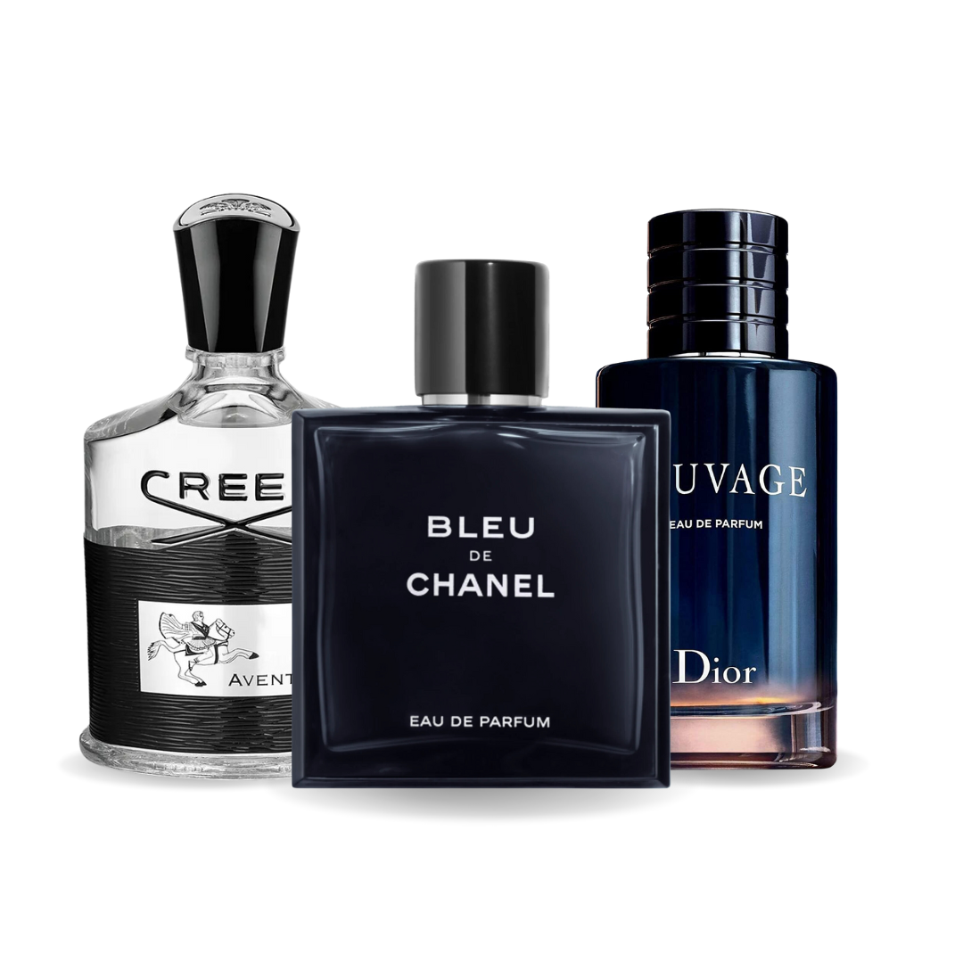 CONJUNTO: CREED AVENTUS, BLEU DE CHANEL, DIOR SAUVAGE